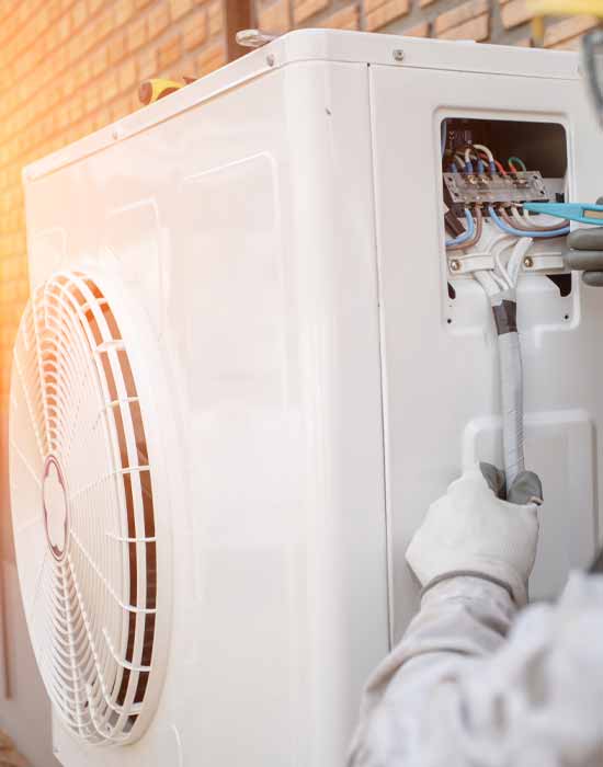 HVAC unit being serviced